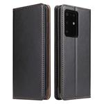 For Galaxy S20 Ultra Fierre Shann PU Genuine Leather Texture Horizontal Flip Leather Case with Holder & Card Slots & Wallet(Black)