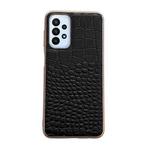 For Samsung Galaxy A13 4G Crocodile Texture Genuine Leather Nano Electroplating Phone Case(Black)