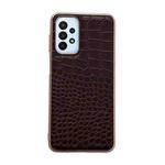 For Samsung Galaxy A23 4G / 5G Crocodile Texture Genuine Leather Nano Electroplating Phone Case(Coffee)