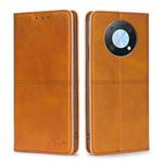 For Huawei nova Y90 4G Cow Texture Magnetic Horizontal Flip Leather Phone Case(Light Brown)