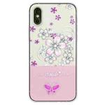 For iPhone X / XS Bronzing Butterfly Flower TPU Phone Case(Cherry Blossoms)