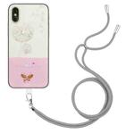 For iPhone X / XS Bronzing Butterfly Flower TPU Phone Case with Lanyard(Dandelions)