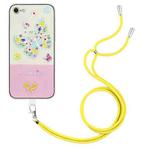 For iPhone SE 2022 / SE 2020 / 8 / 7 Bronzing Butterfly Flower TPU Phone Case with Lanyard(Colorful Butterfly)