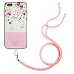 Bronzing Butterfly Flower TPU Phone Case with Lanyard For iPhone 8 Plus / 7 Plus(Peach Blossoms)