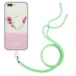 Bronzing Butterfly Flower TPU Phone Case with Lanyard For iPhone 8 Plus / 7 Plus(Rose Heart)