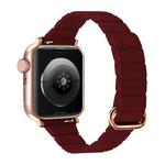Reverse Buckle Magnetic Watch Band For Apple Watch Series 8&7 45mm / SE 2&6&SE&5&4 44mm(7# Wine Red)