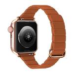Reverse Buckle Magnetic Watch Band For Apple Watch Series 8&7 45mm / SE 2&6&SE&5&4 44mm(6# Golden Brown)