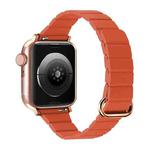 Reverse Buckle Magnetic Watch Band For Apple Watch Series 8&7 45mm / SE 2&6&SE&5&4 44mm(5# Orange)