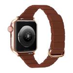 Reverse Buckle Magnetic Watch Band For Apple Watch Series 8&7 45mm / SE 2&6&SE&5&4 44mm(2# Saddle Brown)