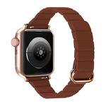 Reverse Buckle Magnetic Watch Band For Apple Watch Series 8&7 41mm / SE 2&6&SE&5&4 40mm(2# Saddle Brown)