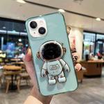 For iPhone 14 Plating Astronaut Holder TPU Phone Case (Green)