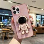 For iPhone 13 Pro Plating Astronaut Holder TPU Phone Case (Pink)