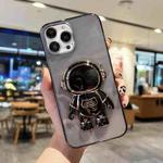 For iPhone 13 Pro Max Plating Astronaut Holder TPU Phone Case (Black)