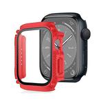 Screen Tempered Glass Film Armor Waterproof Watch Case For Apple Watch Series 8&7 41mm(Red)