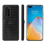 For Huawei P40 Fierre Shann Crocodile Texture PU Leather Protective Case with Card Slot(Black)