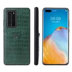 For Huawei P40 Fierre Shann Crocodile Texture PU Leather Protective Case with Card Slot(Green)