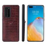 For Huawei P40 Pro Fierre Shann Crocodile Texture PU Leather Protective Case with Card Slot(Brown)