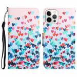 For iPhone 14 Pro Max Colored Drawing Leather Phone Case (Heart)