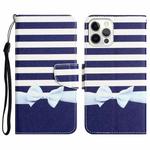 For iPhone 12 / 12 Pro Colored Drawing Leather Phone Case(Bow Knot)