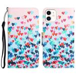 For iPhone 11 Colored Drawing Leather Phone Case (Heart)