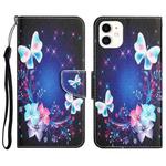 For iPhone 11 Colored Drawing Leather Phone Case (Butterfly)