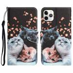 For iPhone 11 Pro Colored Drawing Leather Phone Case(3 Cats)