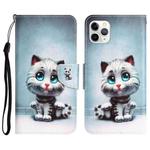 For iPhone 11 Pro Colored Drawing Leather Phone Case(Blue Eyes)