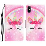 For iPhone X Colored Drawing Leather Phone Case(Unicorn)