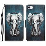 Colored Drawing Leather Phone Case For iPhone 7 / 8(Earphone Elephant)