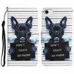 Colored Drawing Leather Phone Case For iPhone 7 / 8(Black Dog)