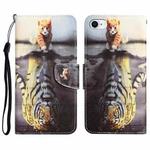 Colored Drawing Leather Phone Case For iPhone 7 / 8(Tiger)
