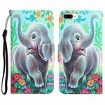 Colored Drawing Leather Phone Case For iPhone 7 Plus / 8 Plus(Elephant)