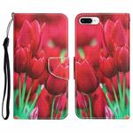 Colored Drawing Leather Phone Case For iPhone 7 Plus / 8 Plus(Tulips)