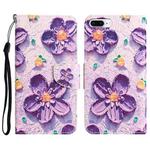 Colored Drawing Leather Phone Case For iPhone 7 Plus / 8 Plus(Purple Flower)