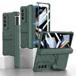 For Samsung Galaxy Z Fold4 GKK Integrated Magnetic Armor Flip Phone Case With Pen Box(Dark Green)