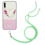 For Samsung Galaxy A50 / A50s / A30s Bronzing Butterfly Flower TPU Phone Case with Lanyard(Rose Heart)
