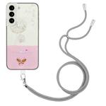 For Samsung Galaxy S21 5G Bronzing Butterfly Flower TPU Phone Case with Lanyard(Dandelions)