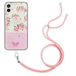 For Nothing Phone 1 Bronzing Butterfly Flower TPU Phone Case with Lanyard(Peony)