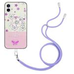 For Nothing Phone 1 Bronzing Butterfly Flower TPU Phone Case with Lanyard(Cherry Blossoms)