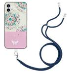 For Nothing Phone 1 Bronzing Butterfly Flower TPU Phone Case with Lanyard(Peacock Flower)