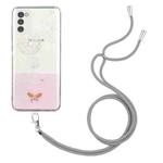 For Motorola Moto G42 Bronzing Butterfly Flower TPU Phone Case with Lanyard(Dandelions)