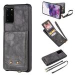 For Galaxy S20+ Vertical Flip Shockproof Leather Protective Case with Long Rope, Support Card Slots & Bracket & Photo Holder & Wallet Function(Gray)