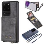 For Galaxy S20 Ultra Vertical Flip Shockproof Leather Protective Case with Long Rope, Support Card Slots & Bracket & Photo Holder & Wallet Function(Gray)