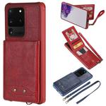 For Galaxy S20 Ultra Vertical Flip Shockproof Leather Protective Case with Long Rope, Support Card Slots & Bracket & Photo Holder & Wallet Function(Red)