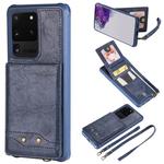 For Galaxy S20 Ultra Vertical Flip Shockproof Leather Protective Case with Long Rope, Support Card Slots & Bracket & Photo Holder & Wallet Function(Blue)