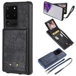 For Galaxy S20 Ultra Vertical Flip Shockproof Leather Protective Case with Long Rope, Support Card Slots & Bracket & Photo Holder & Wallet Function(Black)