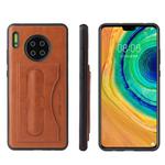For Huawei Mate 30 Fierre Shann Full Coverage PU Leather Protective Case with Holder & Card Slot(Brown)