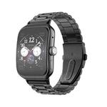 For OPPO Watch 3 Pro Three-bead Flat Buckle Stainless Steel Watch Band(Black)
