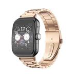For OPPO Watch 3 Pro Three-bead Flat Buckle Stainless Steel Watch Band(Rose Gold)
