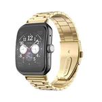 For OPPO Watch 3 Pro Three-bead Flat Buckle Stainless Steel Watch Band(Gold)